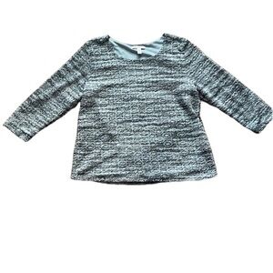 JM Collection women’s silver textured lace sparkly 3/4 sleeve top Size XL